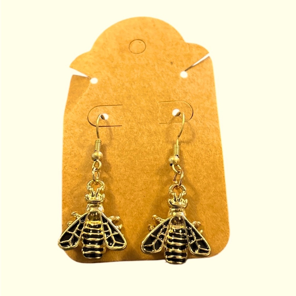 Gold Bee Dangle Earrings